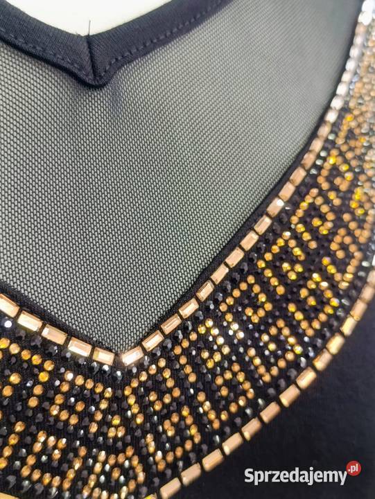 Luksusowa bluzka damska XL Cekiny koronki Wieluń