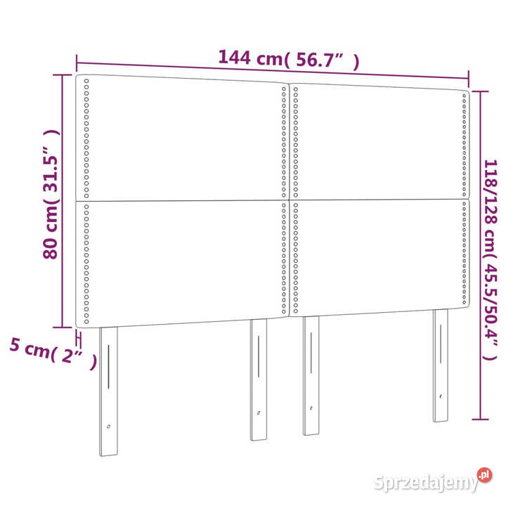 Zagłówek do łóżka z LED ciemnoszary 144x5x118128 Warszawa
