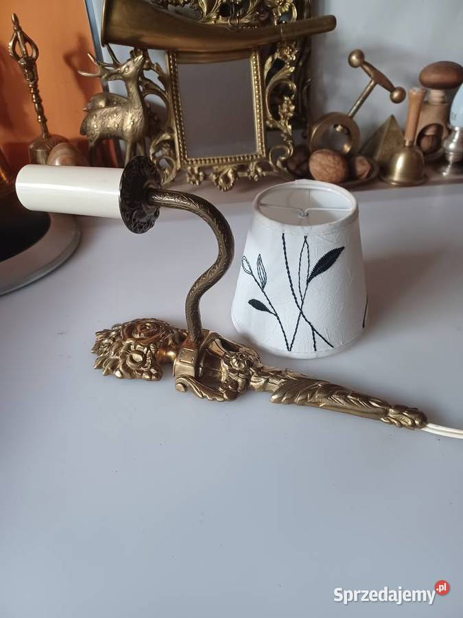 Piękny kinkiet mosiężny z abażurem Poznań