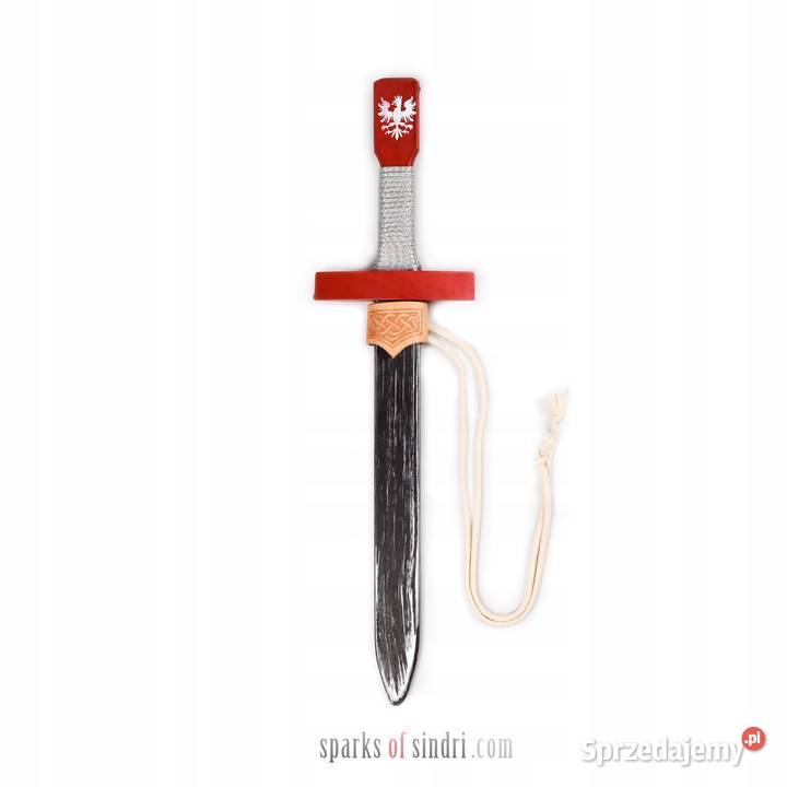 Czerwony krótki miecz i skórzany wisiorek Drewno Szczecin