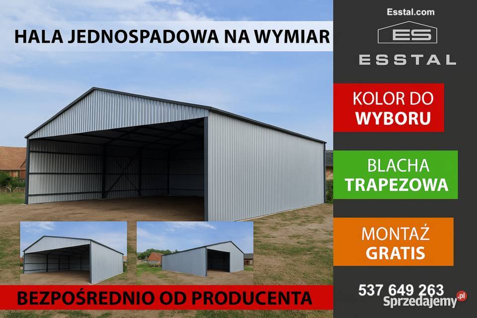 Garaż  OTWARTY Ocynk Wiata Hala Garaż Blaszany samodzielny Giżycko sprzedam