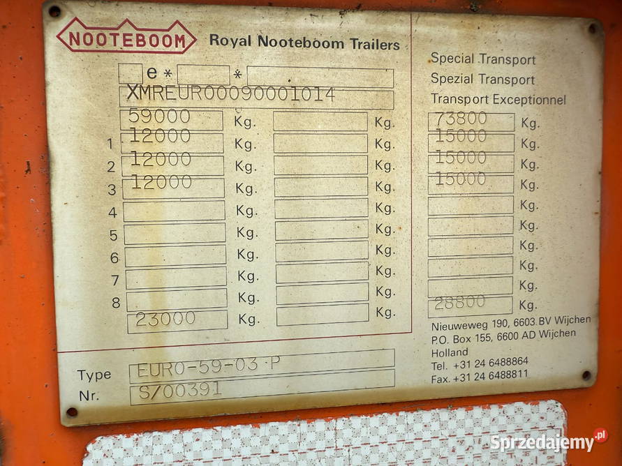 Naczepa do niskopodwoziowa Nootebom tiefbet Warszawa