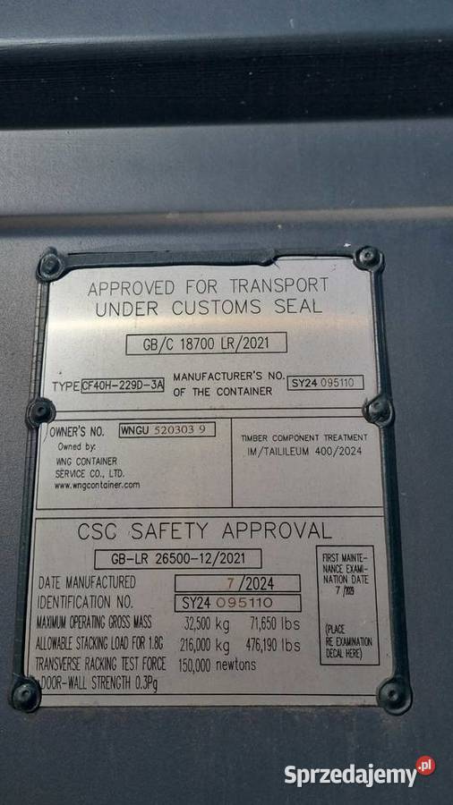 Kontener Magazynowy 12 metrowy40 HC Poznań