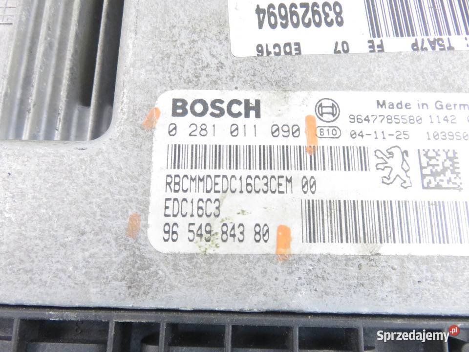 STEROWNIK PEUGEOT 307 14 HDi 0281011090