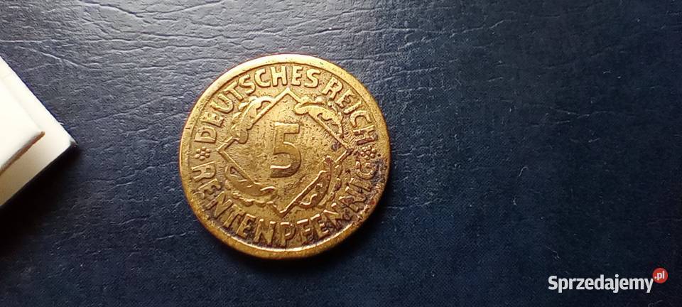 Stare monety 5 rentenfenig 1924 F Niemcy Numizmatyka Lesko