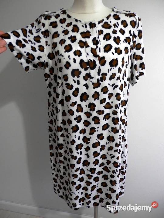 Sukienka Zara Trapezowa Kremowa Modny Nadruk Łomża sprzedam