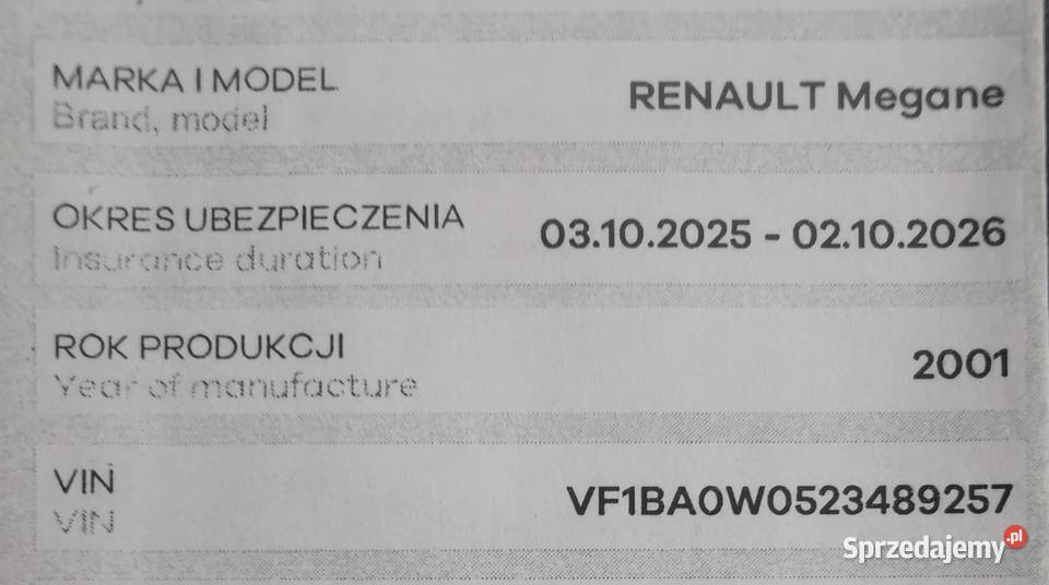 Renault Megane I 14 16v 2001r welurowa tapicerka Olszyna