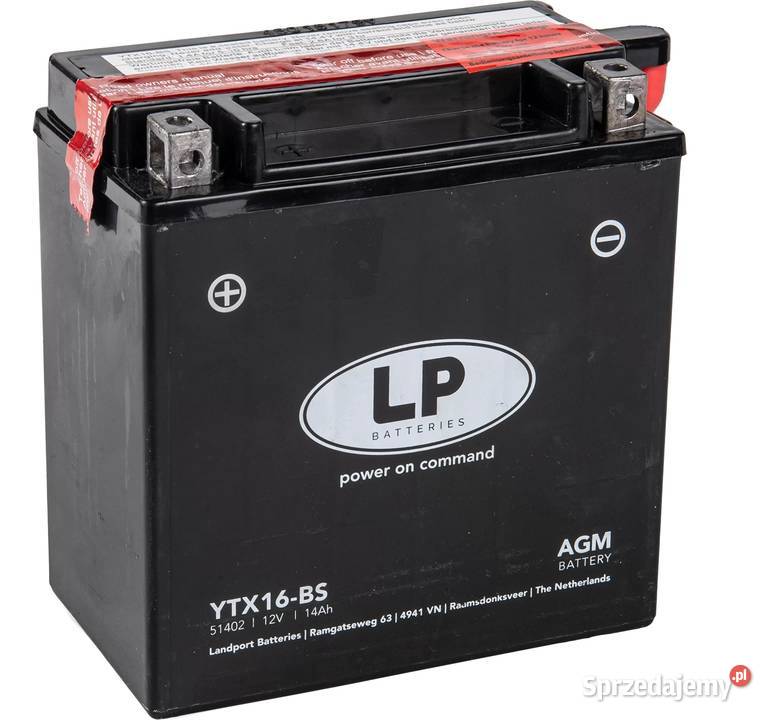 Akumulator MOTO Landport YTX16BS 12V 14Ah 220A Układ elektryczny, zapłon Tczew