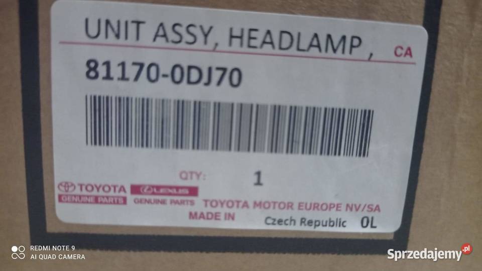 LAMPA TOYOTA YARIS III LIFT 17 LAMPA LEWY PRZÓD Włocławek