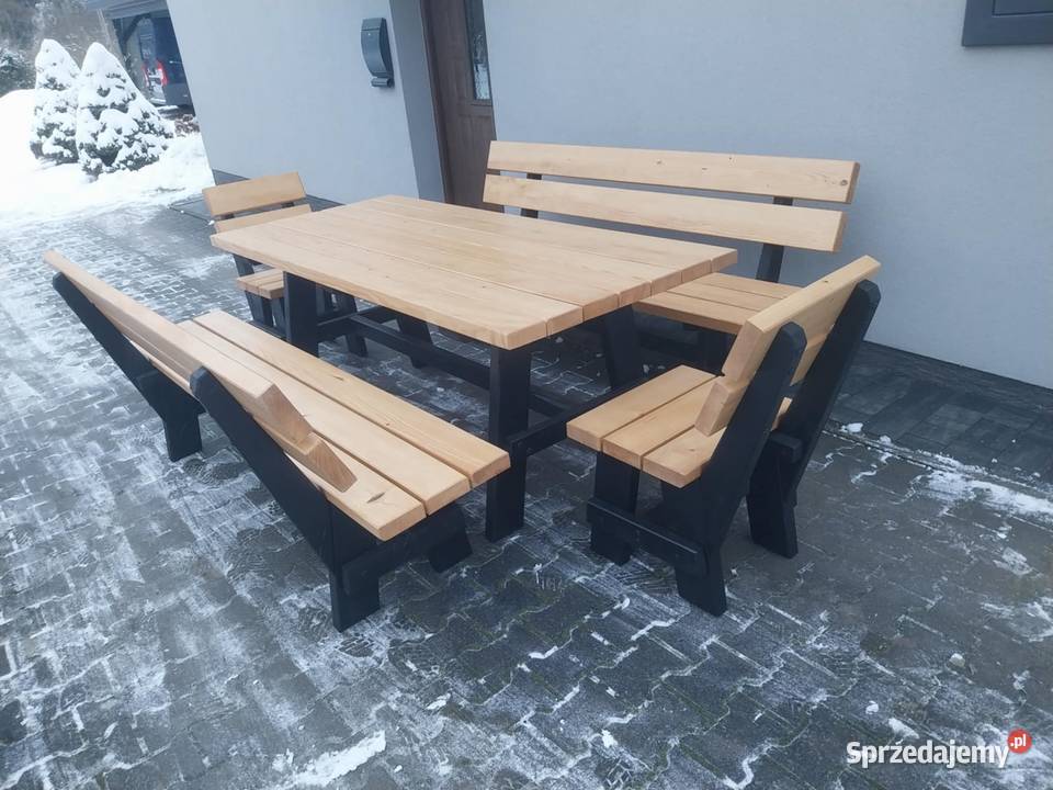 Zestaw ogrodowych mebli drewnianych góralskich małopolskie