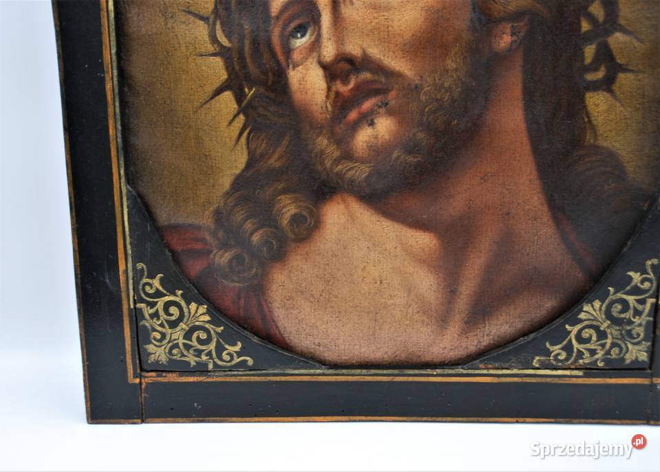 Obraz Jezusa Ecce Homo wg Guido Reni XIX wiek Poznań sprzedam
