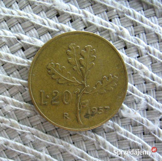 Włochy 20 Lirów 1957r Brązal wielkopolskie Kalisz sprzedam