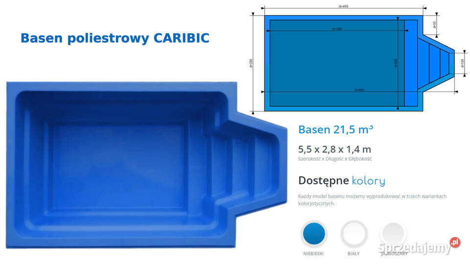 BASEN OGRODOWY POLIESTROWY CARIBIC 55m x 28m dolnośląskie Oleśnica