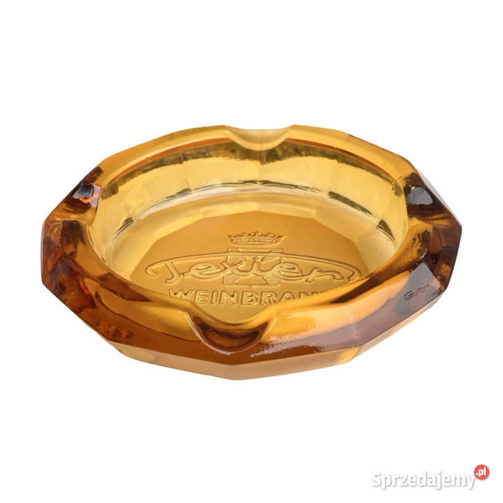 Popielniczka szklana reklamowa Texier Weinbrand Warszawa