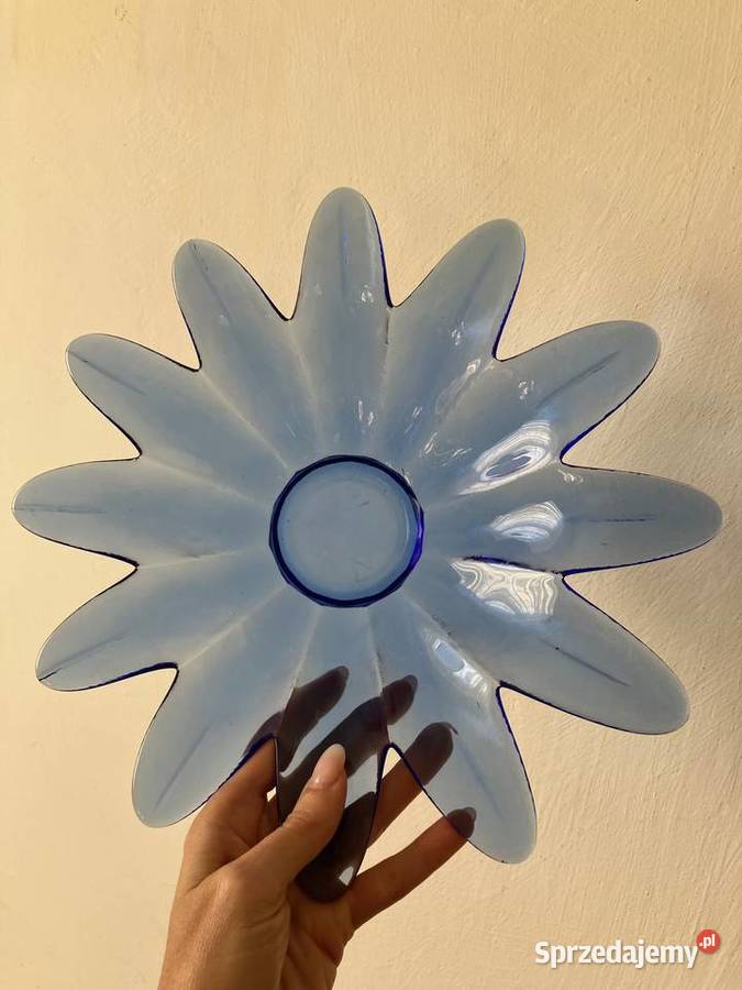 Piękna patera kwiat kobaltowe szkło półmisek Porcelana i szkło Nisko sprzedam