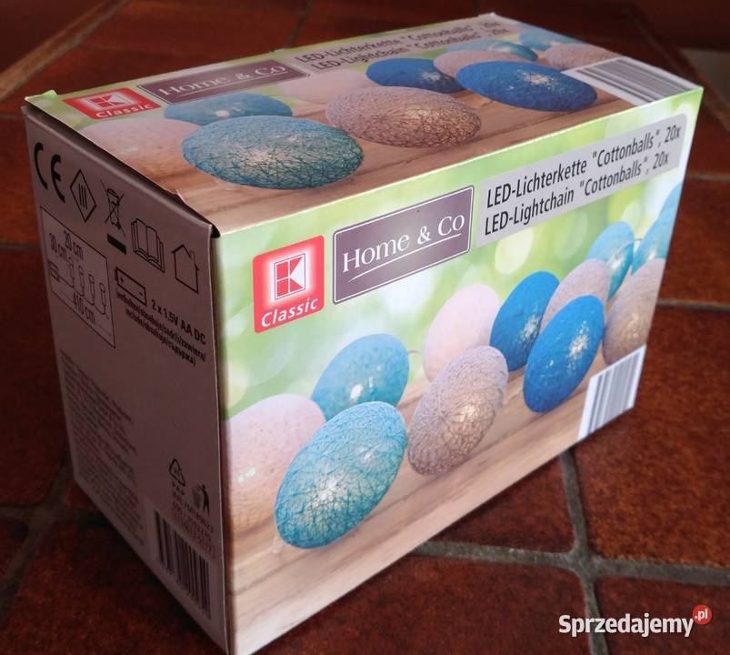 Łańcuch świateł LED bawełniane kule 20x Białystok