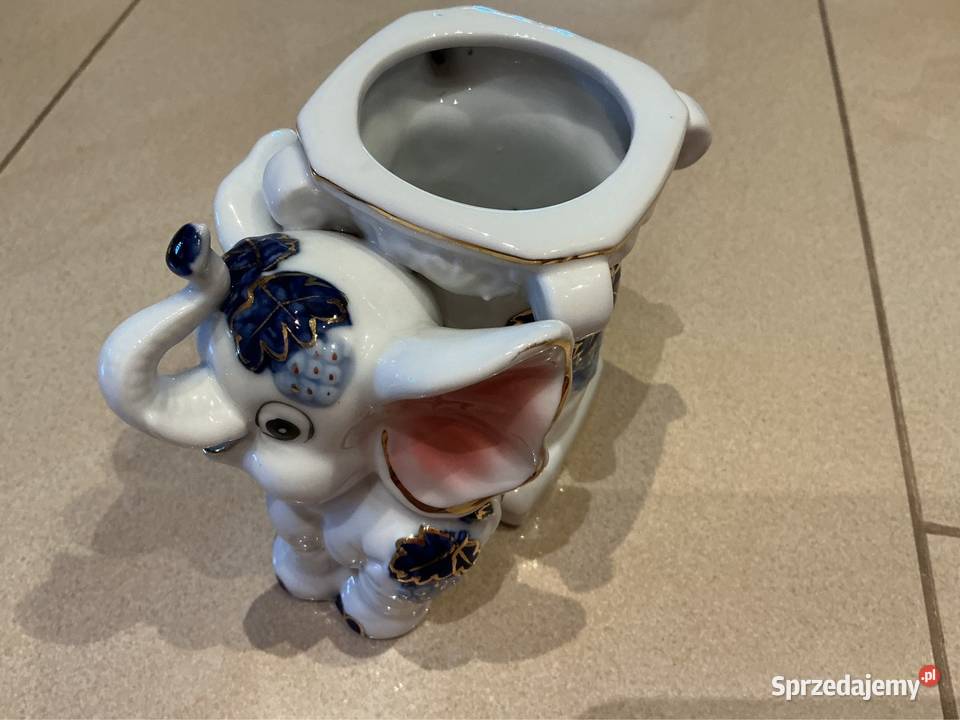 Porcelanowy Wazonik ze Słoniem Słonikiem Vintage Nowa Sól sprzedam
