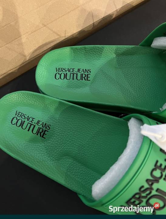 Klapki Versace Jeans Couture zielone męskie