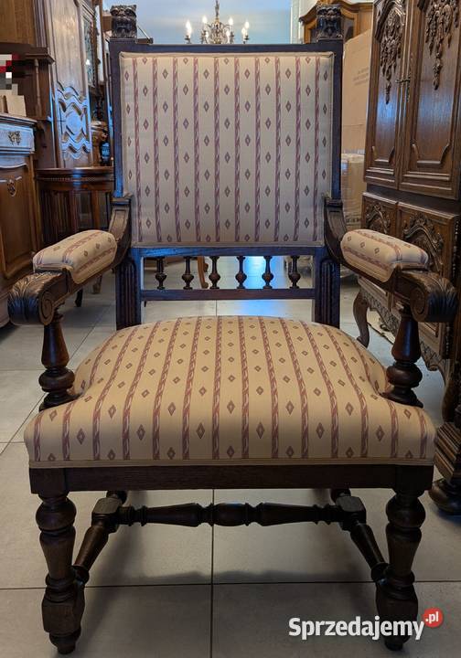 Piękny dębowy fotel neorenesansowysklep Dąbrowa śląskie Dąbrowa Górnicza