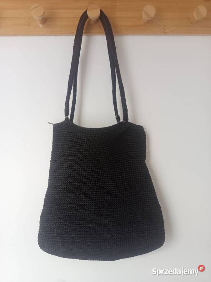 Torebka vintage lata 90 pleciona czarna retro Rymanów