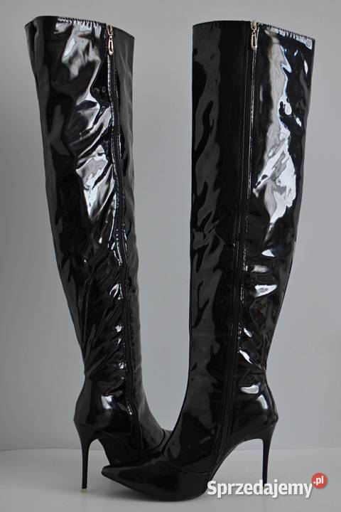 Wysokie kolano kozaki na SMUKŁEJ SZPILCE z Białystok