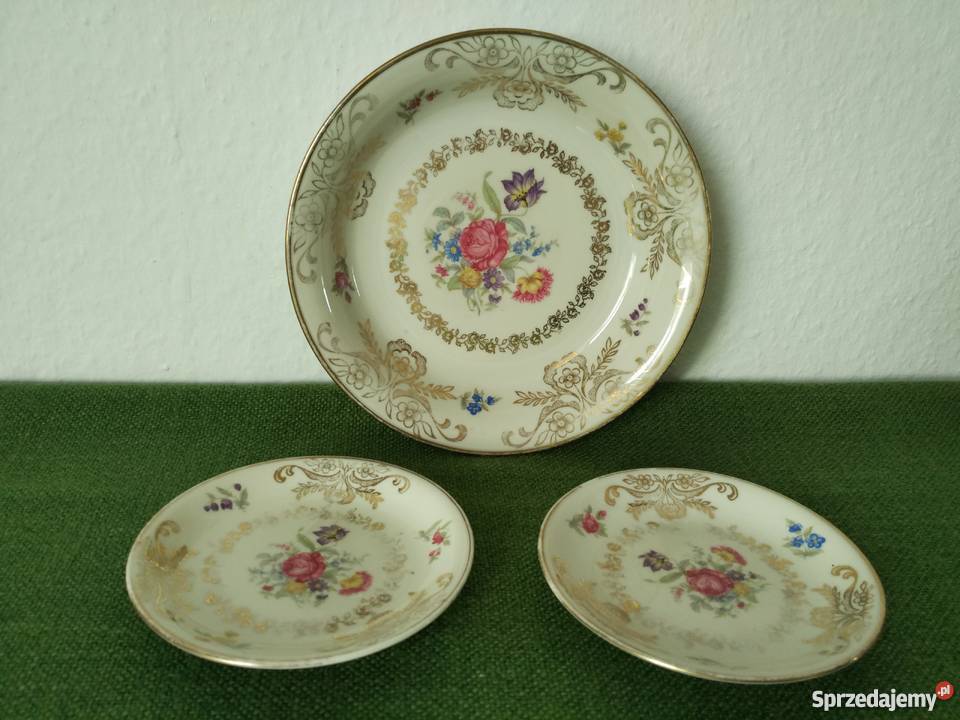 Paterka i dwa małe talerzyki porcelana Elbenbein Gorlice