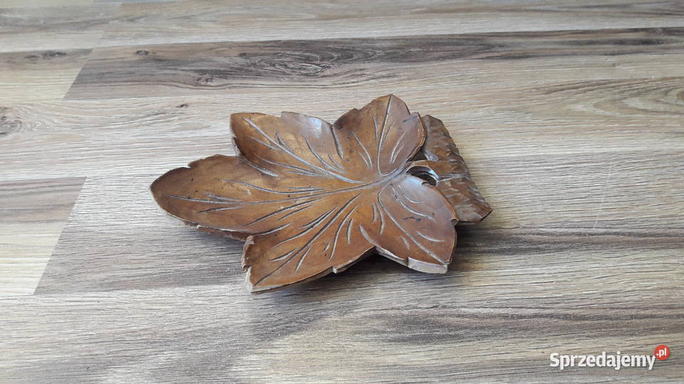 Stara drewniana patera liść rzeźba Gdynia sprzedam