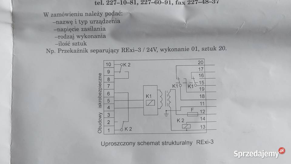 Przekaźnik seperujący iskrobezpieczny RExi3a24 Pozostałe Dąbrowa Górnicza sprzedam