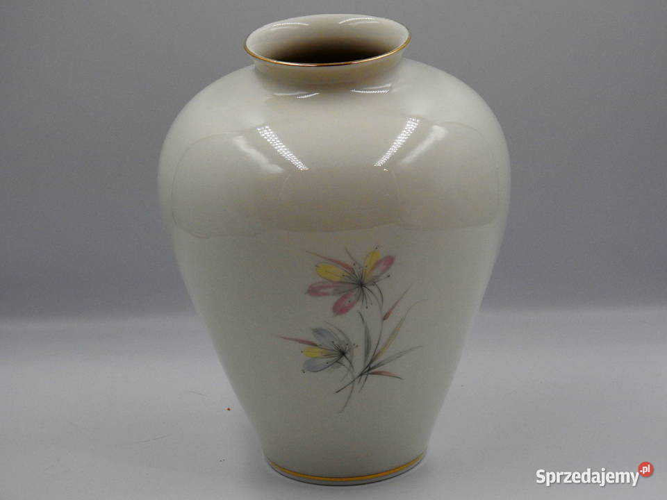 Piękny porcelanowy kremowy wazon sygnowany Inowrocław