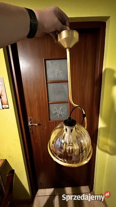 Lampę wiszącą piękną odnowioną Lata PRL Lubasz
