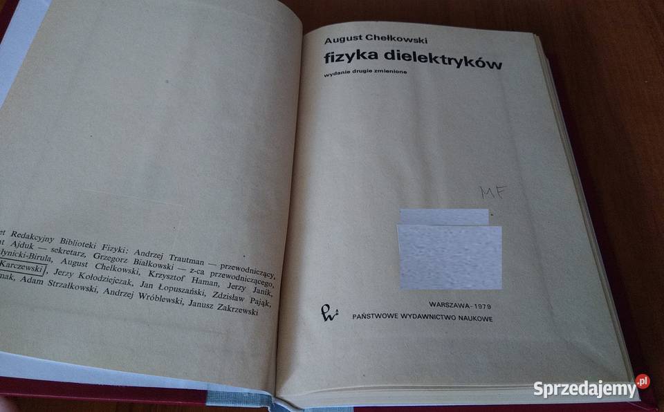 Fizyka dielektryków August Chełkowski Biblioteka sprzedam