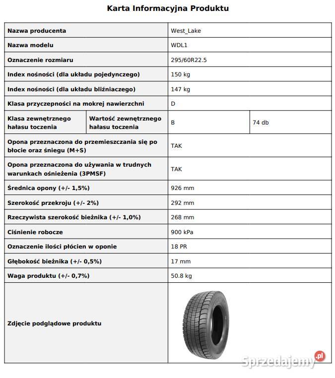 29560 R225 Westlake WDL1 Opony Napędowe Nowe 4 Zarębki
