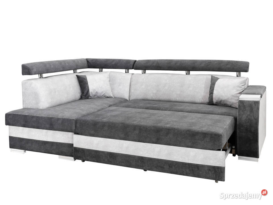 Narożnik SzaroBiały Duży z Funkcją Spania PANAMA