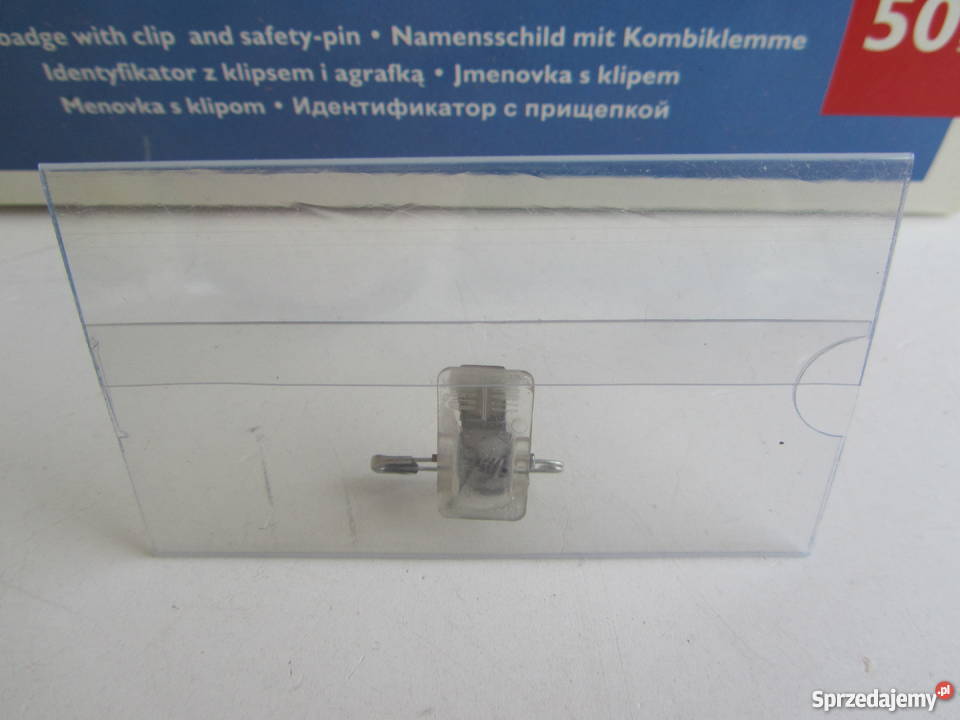 Identyfikator wielorazowy z klipsem i agrafką 56 Olecko sprzedam