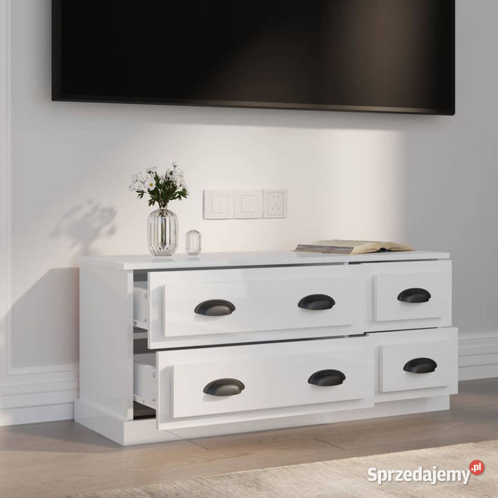 Szafka pod TV wysoki połysk biała 100x355x45 Warszawa