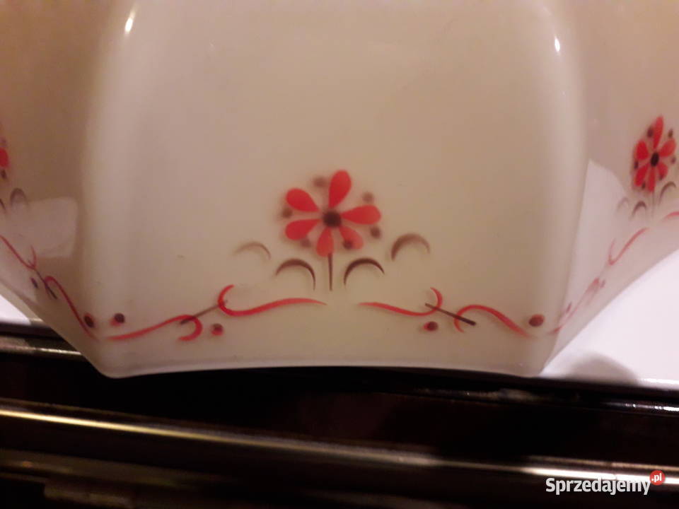 Lampa wisząca klosz art deco Porcelana i szkło