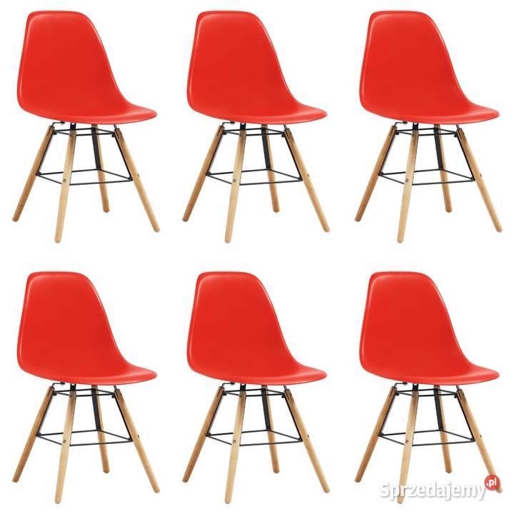 vidaXL Krzesła stołowe, 6 szt., czerwone, plastik 248273