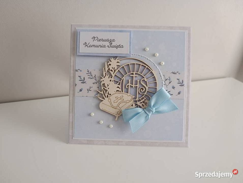 Kartka ręcznie robiona Komunia Święta handmade łódzkie