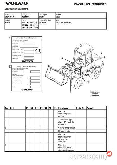 Volvo L30B katalog części zamiennych motoryzacja, transport Poradniki, albumy i reportaże sprzedam