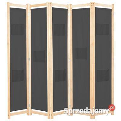 vidaXL Parawan 5panelowy szary 200 x 170 x 4
