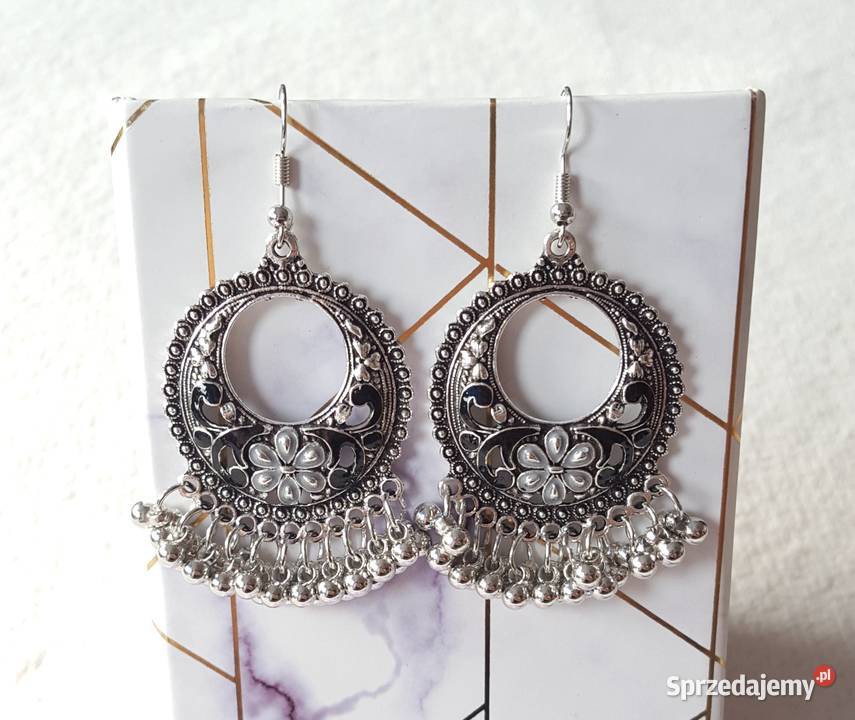 Orientalne kolczyki boho koła srebrny kolor Szczecin