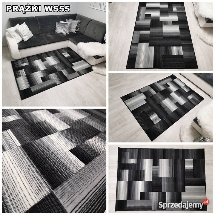 DYWAN 140X200 IDEA PRĄŻKI WS51 SZARE GĘSTY szary Białystok