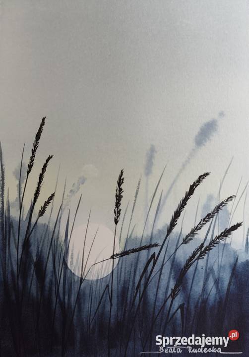 Oryginalna Akwarela Obraz pt Atramentowy sprzedam