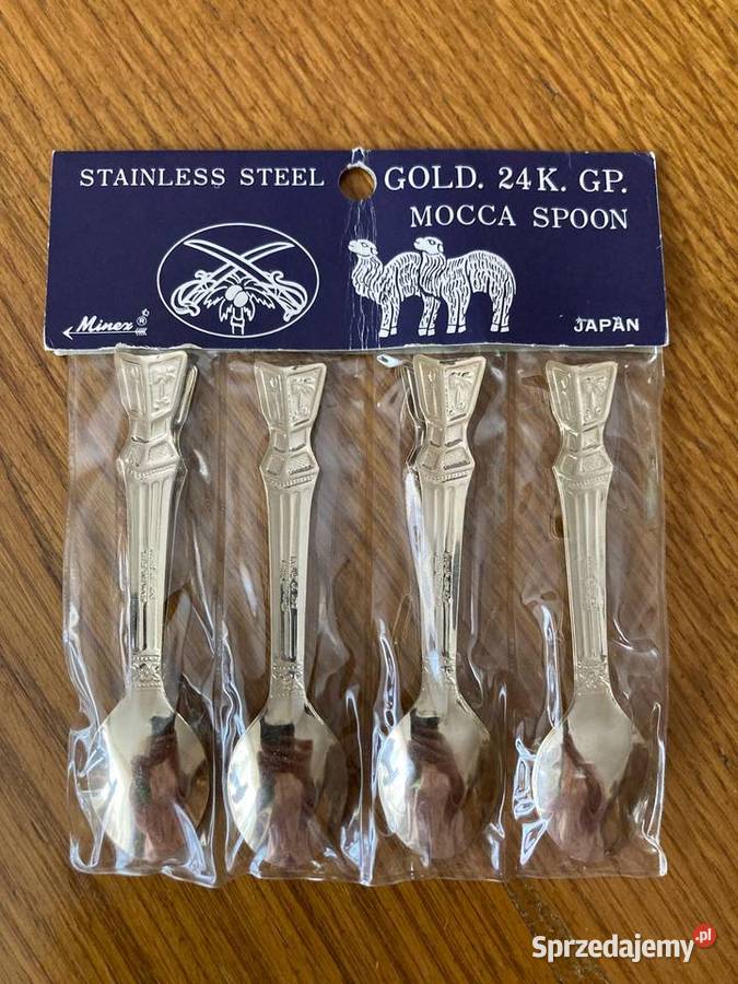Nowe pozłacane łyżeczki Minex Japan PRL 12 24K inny kolor Nisko
