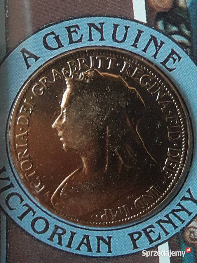 Oryginał Viktorian penny angielski grosz XIX w.