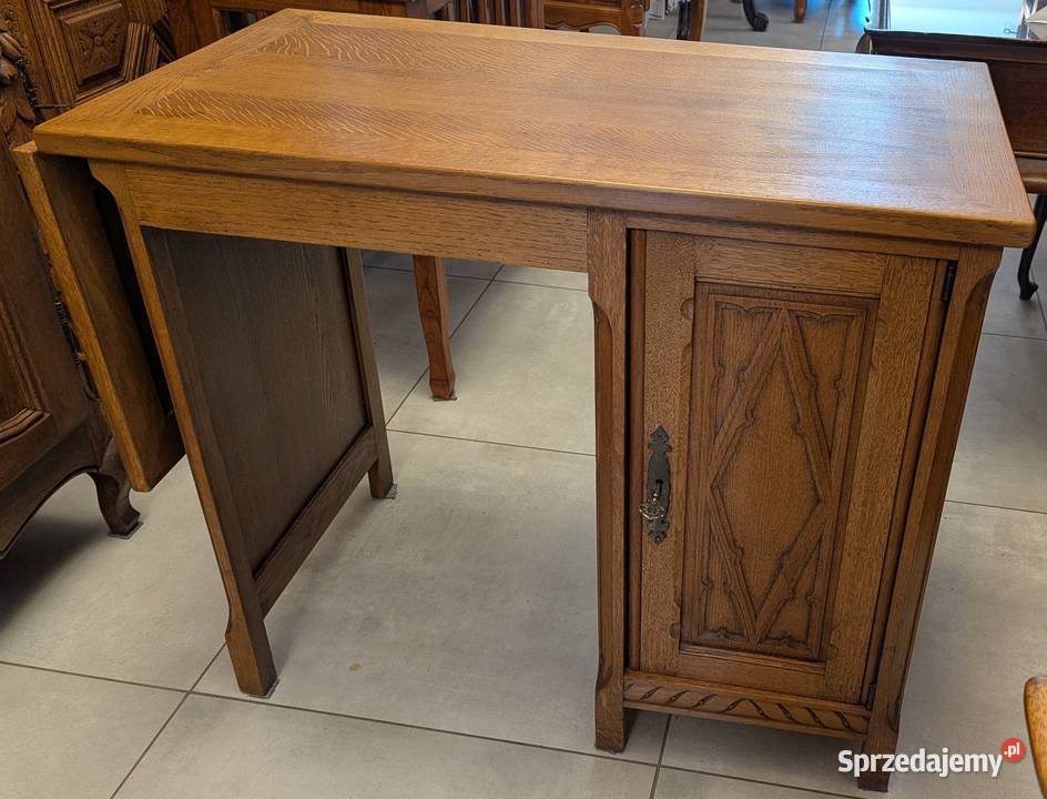 Piękne dębowe nieduże biurko z rozkładanym śląskie