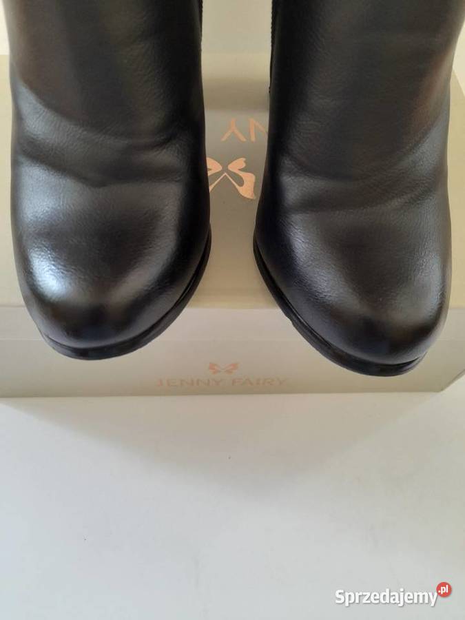 Czarne botki na słupku 36 Bogatynia sprzedam