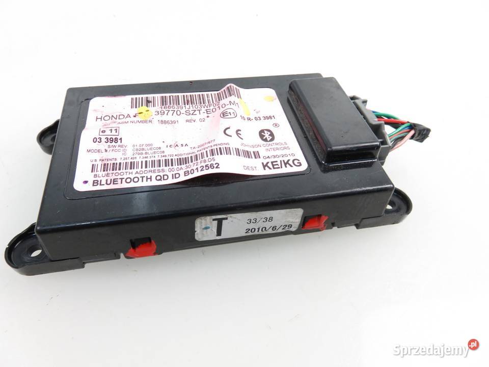 MODUŁ BLUETOOTH HONDA CRZ 39770E010M1 Skrzynki bezpieczników