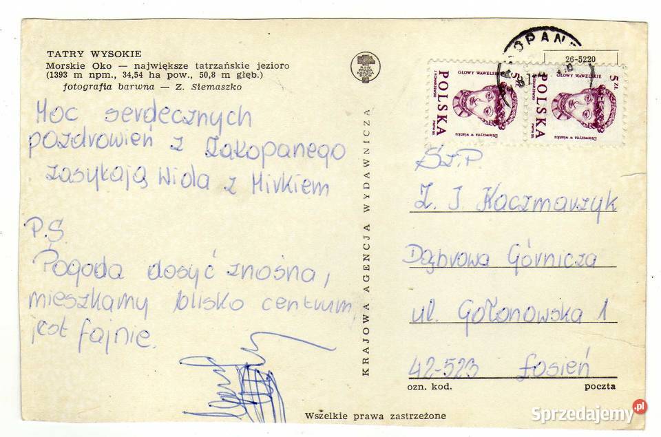 TATRY WYSOKIE MORSKIE OKO POCZTÓWKA BARWNA Krynki