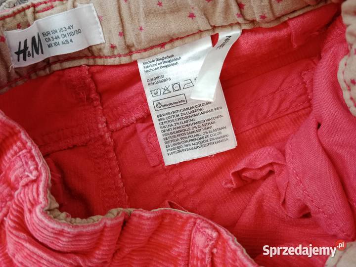 Sztruksowe tregginsy HM rozmiar 104 Poznań